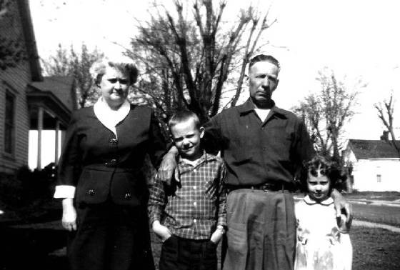 (L to R), Adeline (wife), Larry (son), Edgar, Linda (daughter), 1953. Photo provided by family.