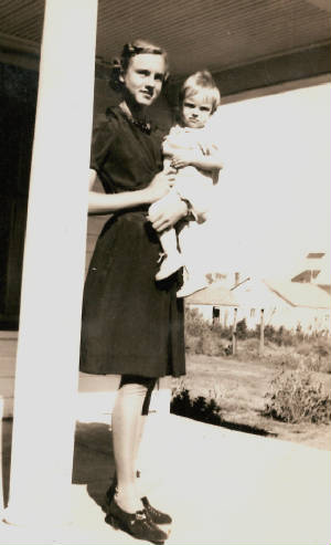 Claudine Abele, about age 12, with cousin Mary, 1940