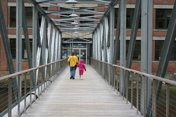 Crossing the new bridge to the Springfield Health Center.