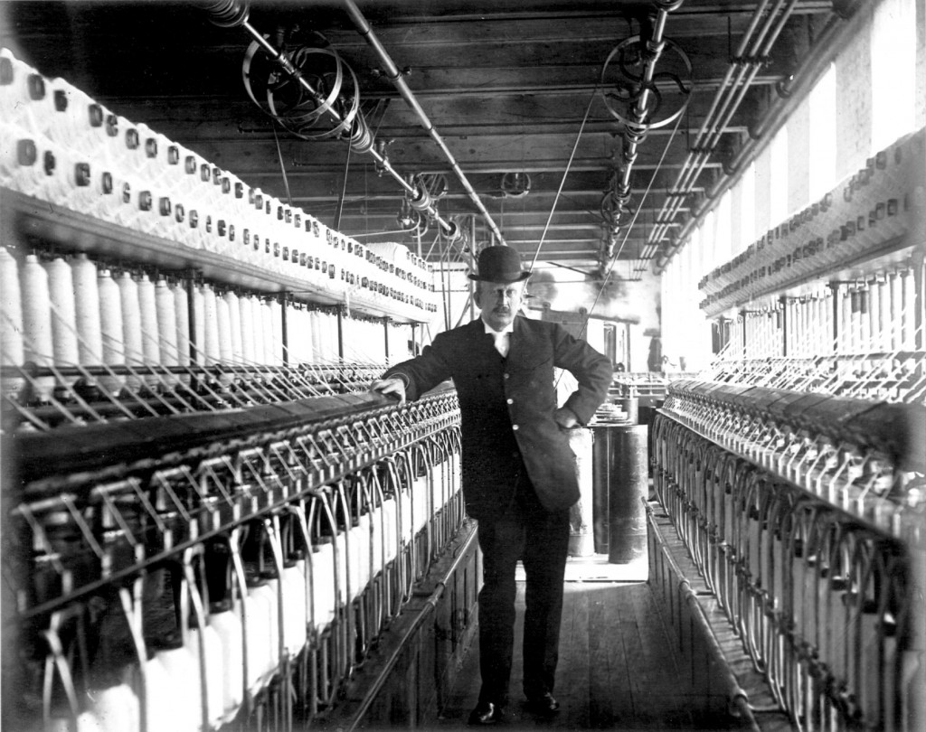 Joseph Nelson White, owner of the mill. Photograph taken inside the mill in the early 1900s, by unknown photographer. Courtesy of Eric White, great-grandson of Mr. White.