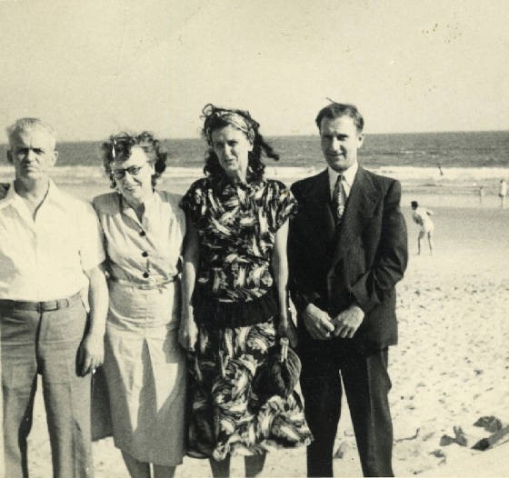 (L-R): Peter Durette, Isabella Roy Durette, sister Jeanette, unknown man. Date unk. Prov. by family.