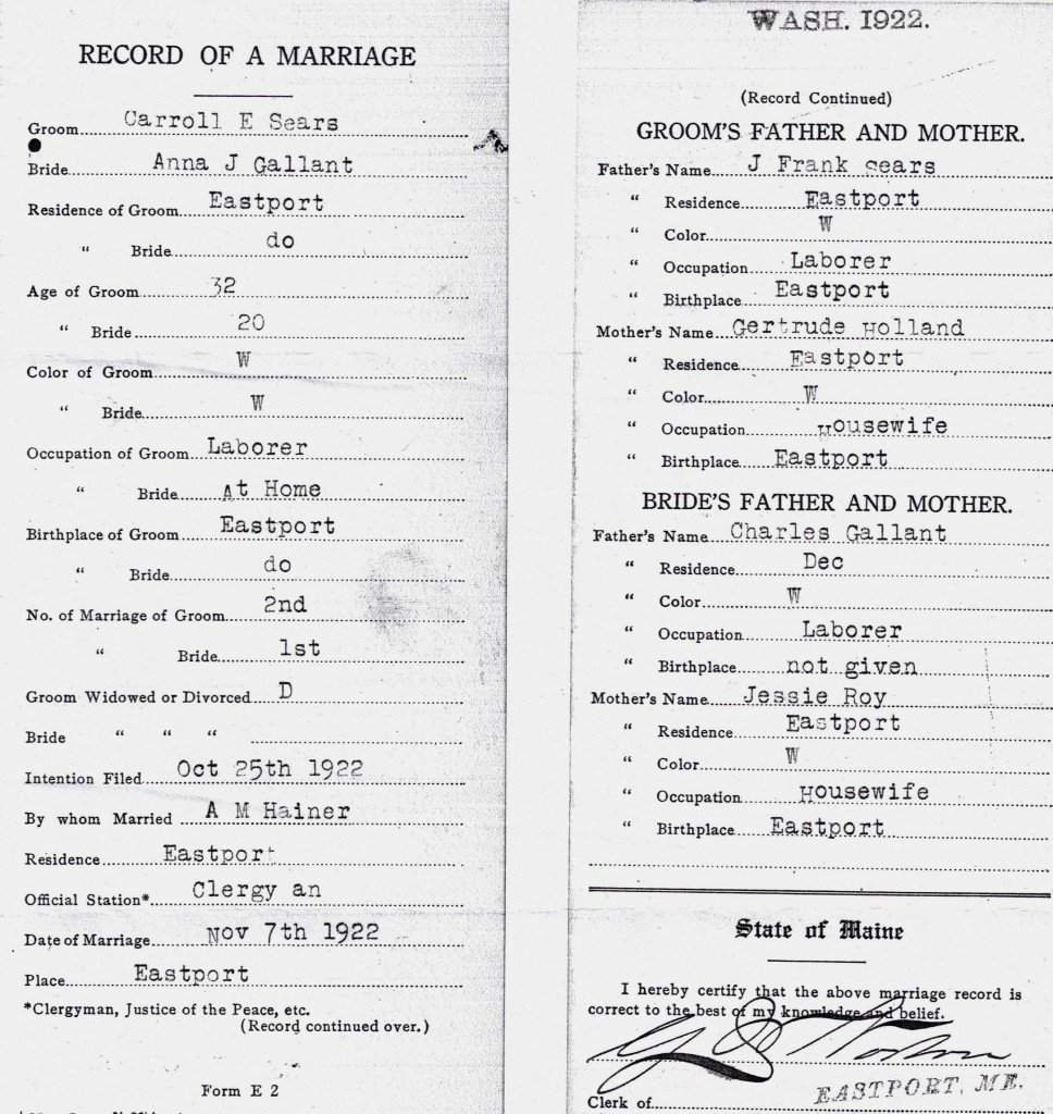 Anna's Marriage Certificate