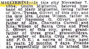 Excerpt from obituary in Sacramento Bee, November 8, 1954