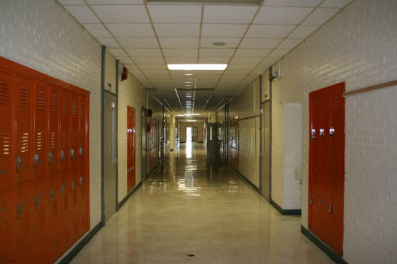 Hallway, first floor, Calvert Middle School (my former high school), 2009