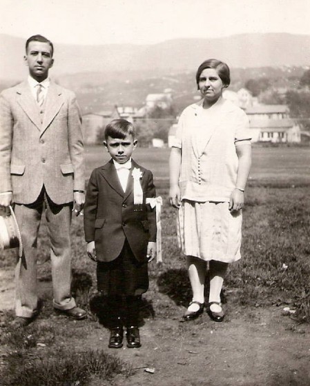 Oliver Marcil with parents on First Communion day, 1930. 