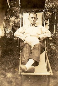 Adelard Gagnon, with sons George on the left and Adelard on the right, 1936.