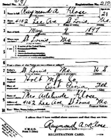 1918 draft registration