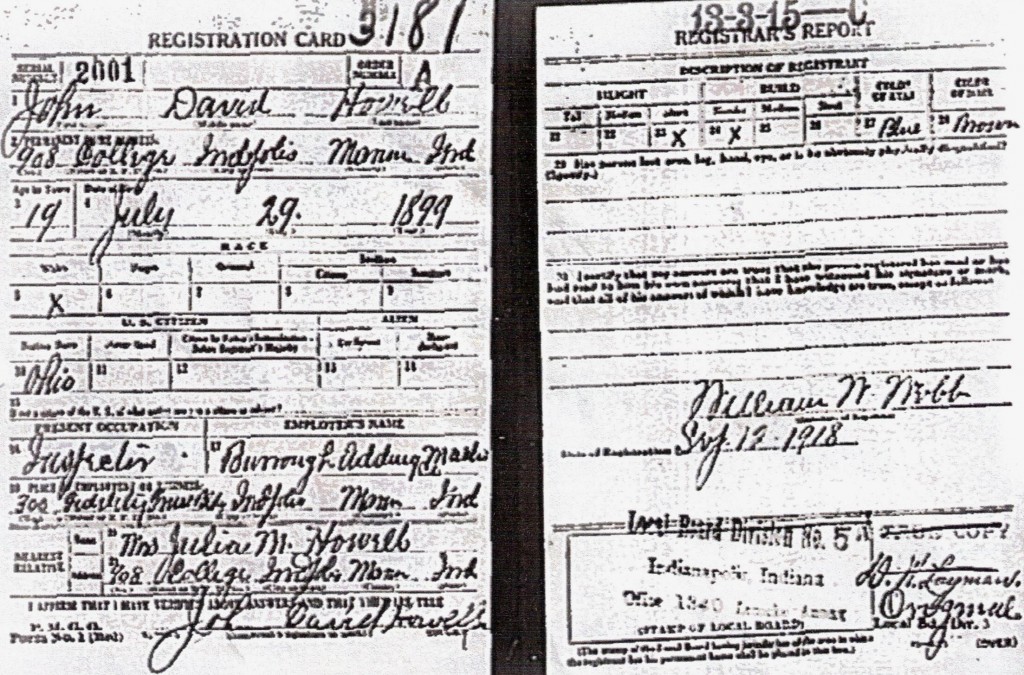 John Howell's 1918 draft registration.