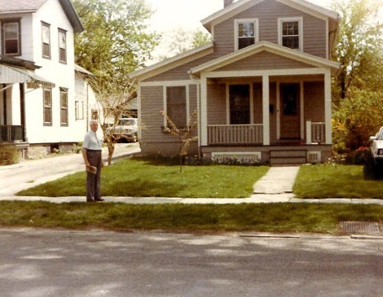 Marshall Knox at boyhood home at 23 Hamilton St, now numbered 63 Hamilton St.