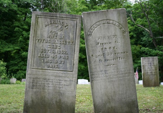 Bassett gravestones, Houghton Cemetery, Stamford, Vermont, 2007.