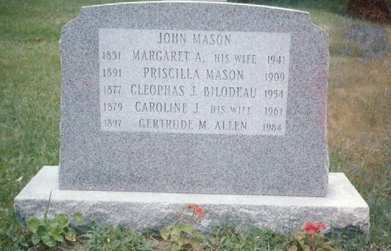 Oak Hill Cemetery, Auburn, Maine. Provided by Mason family.